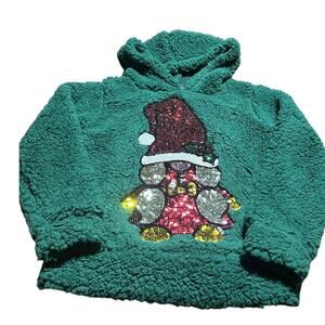 Miss Chievous girls xs Christmas Sequin Gnome Faux Sherpa Pullover Hoodie